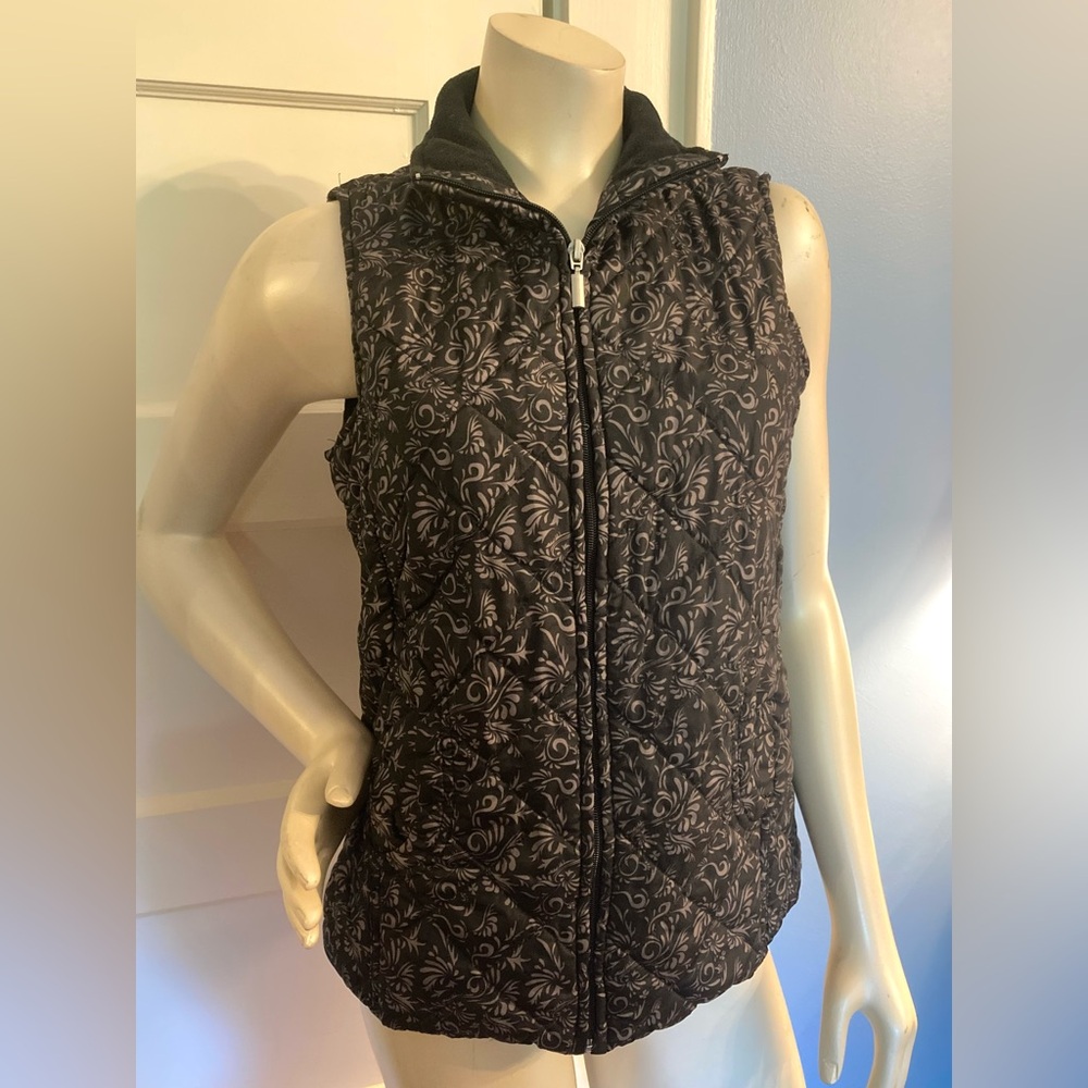 Black Quilted Winter Vest, Size Medium